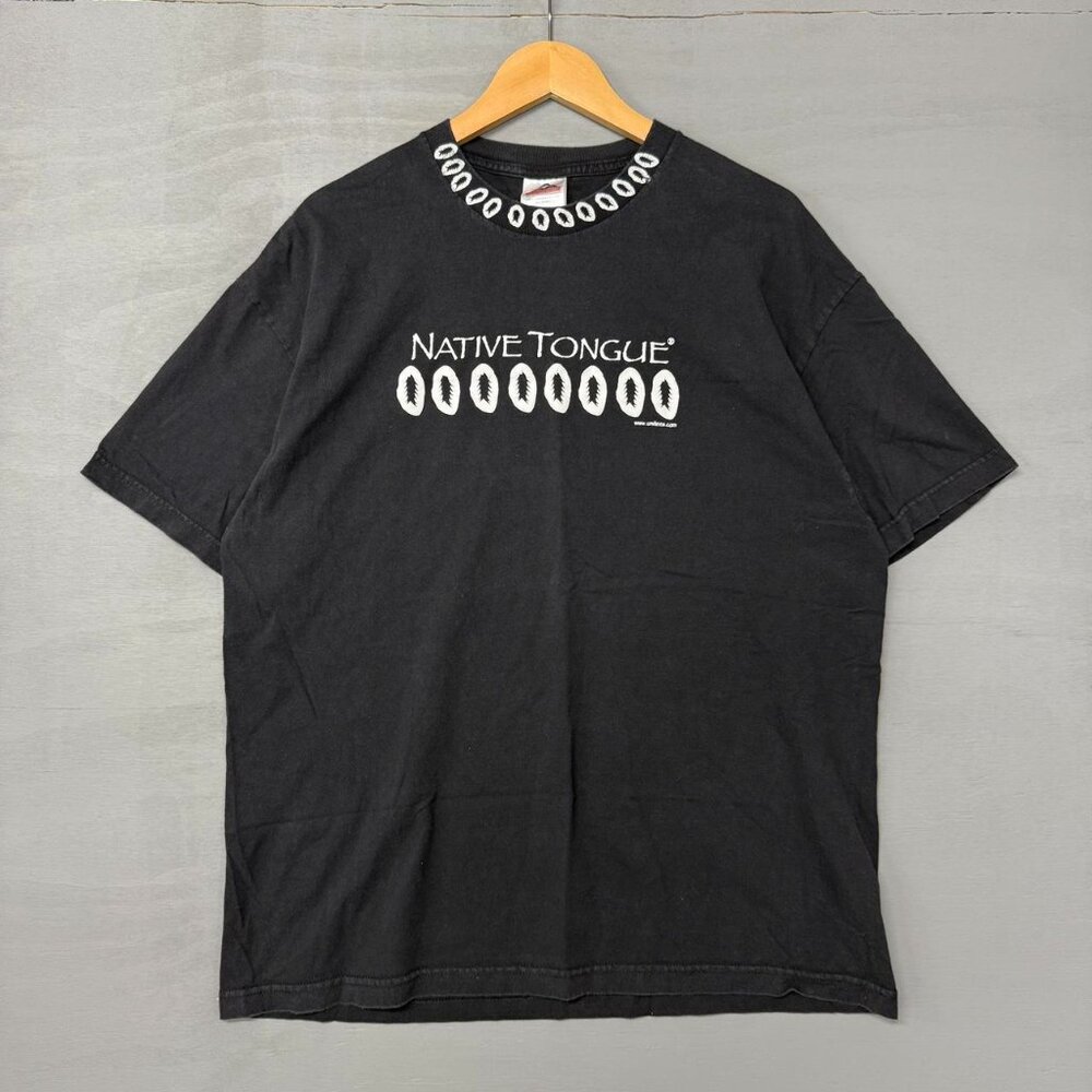 Vintage Native Tongue Unitees Faded‎ Black Tee Shirt 90s XL
